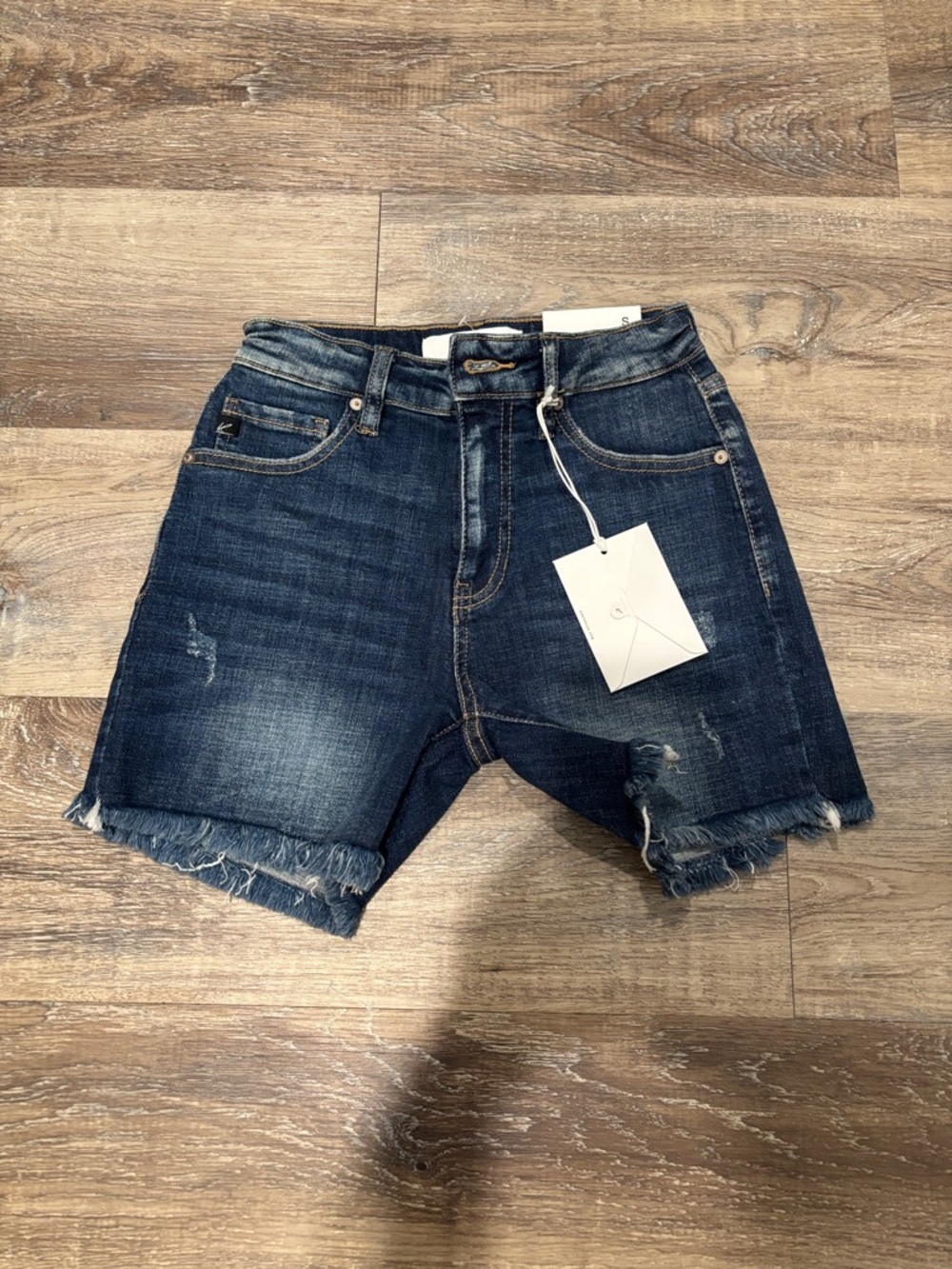 KanCan Dark Blue Distressed Denim Shorts